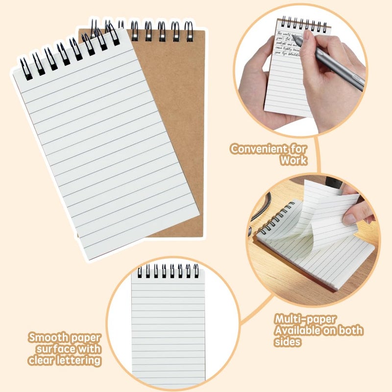 wavamawa Pocket Notebooks Set of 12, Small 3x5 Spiral Notepads, Office Style Mini Notebook, Small Notepad Pocket Size, Memo Pads for Home, College, Work or School - Lined College Ruled Paper - Image 3