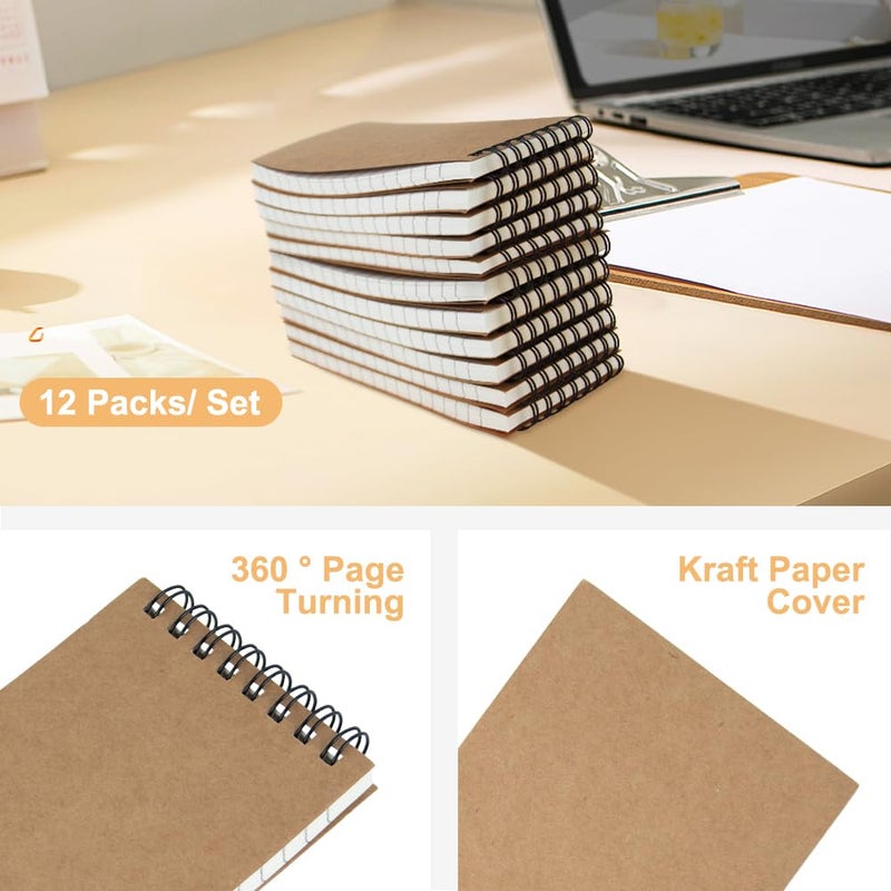 wavamawa Pocket Notebooks Set of 12, Small 3x5 Spiral Notepads, Office Style Mini Notebook, Small Notepad Pocket Size, Memo Pads for Home, College, Work or School - Lined College Ruled Paper - Image 5
