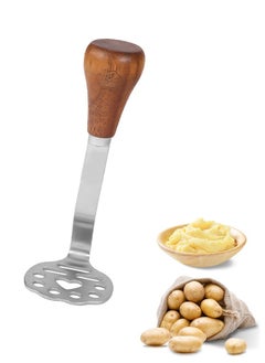 Sweet Life Mini Masher,Stainless Steel Potato Masher, Mashed Potatos Masher with Wooden Handle, Stainless Steel, Tiny Masher  - Image 1
