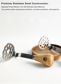 Sweet Life Mini Masher,Stainless Steel Potato Masher, Mashed Potatos Masher with Wooden Handle, Stainless Steel, Tiny Masher  - Image 2