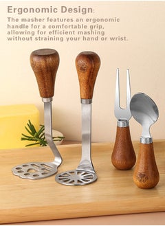 Sweet Life Mini Masher,Stainless Steel Potato Masher, Mashed Potatos Masher with Wooden Handle, Stainless Steel, Tiny Masher  - Image 5