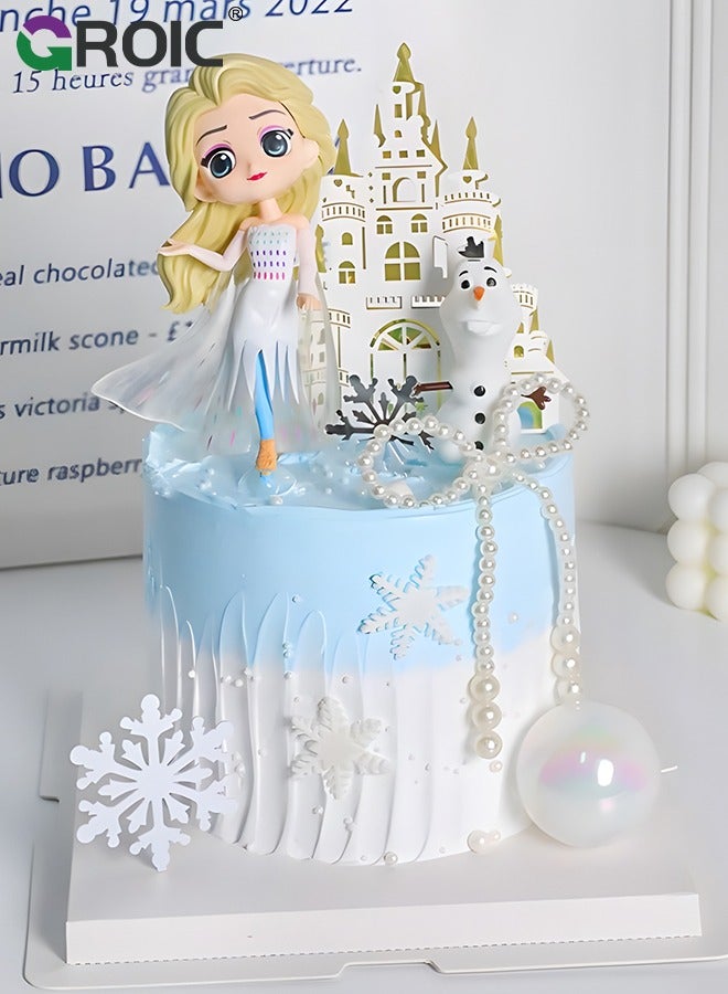 GROIC 2 Pcs Birthday Cake Decorations Figure Ornaments Frozen Elsa Figure Cake Topper, Theme Party Supplies Children's Birthday Cake Decoration Cartoon Princess Doll Cake Decorations for Any Occasion - Image 4