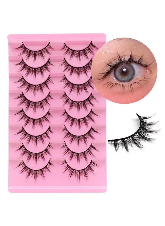 Ahrikiss Ahrikiss Manga Lashes Natural Look Wispy Anime Lashes Soft Fake Eyelashes Lightweight False Eyelashes Faux Mink Lashes Look Like Individual Lashes 8 Pairs Eye Lashes Pack | 009  - Image 2
