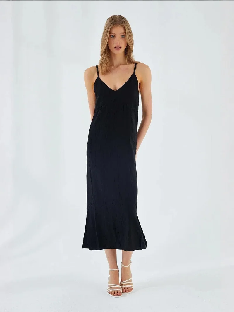 MixRay Mixray V-Neck Slit Midi Dress