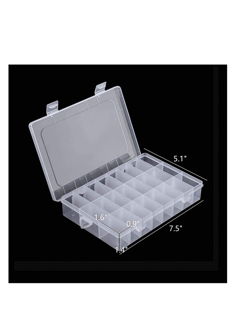 Plastic Organizer Container Box, 24 Grids Storage Box with Adjustable Dividers Removable Grid Compartment Big Clear Slot box Case for Beads Earring Small Items  - Image 4