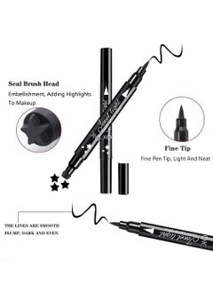 QIC 2 in 1 Jewel Light Eyeliner Pencil Eyeliner Stamp Waterproof Liquid Eyeliner Set Liquid Double Head Eyeliner Long Lasting Make Up Set Speedy and Easy Double Eyeliner Pencil 01  - Image 2