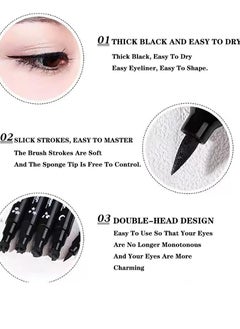 QIC 2 in 1 Jewel Light Eyeliner Pencil Eyeliner Stamp Waterproof Liquid Eyeliner Set Liquid Double Head Eyeliner Long Lasting Make Up Set Speedy and Easy Double Eyeliner Pencil 01  - Image 5