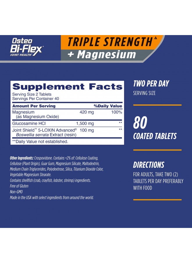 Osteo Bi-Flex Osteo Bi-Flex Triple Strength Joint Supplement with Glucosamine & Magnesium, Gluten Free, 80 Tablets  - Image 2