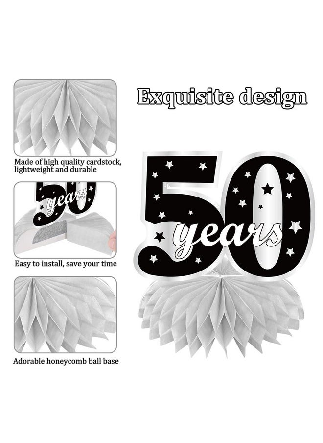 Excelloon - 50Th Birthday Decorations Honeycomb Centerpieces For Women Men 8Pcs Black White Silver Happy 50 Birthday Table Topper Party Supplies Fifty Years Old Birthday Table Sign Decor - Image 1