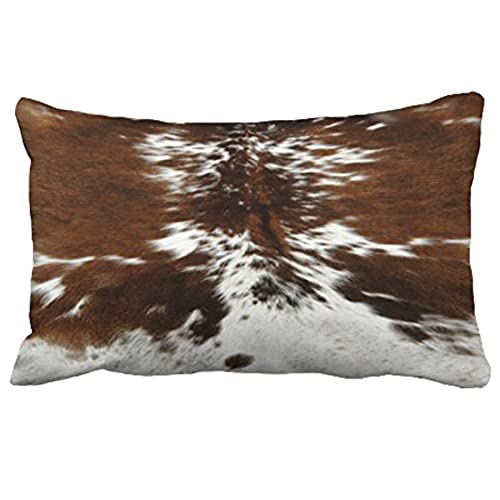 Leaveland Throw Pillowcase 12 x 20 Tri Color Brown Cowhide Print Throw Pillow Cover - Image 1