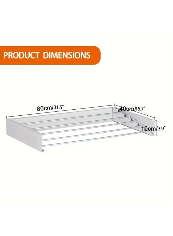White Wall Mounted Foldable Laundry Drying Rack Space Saving Indoor Clothes Towel Hanger - Image 4