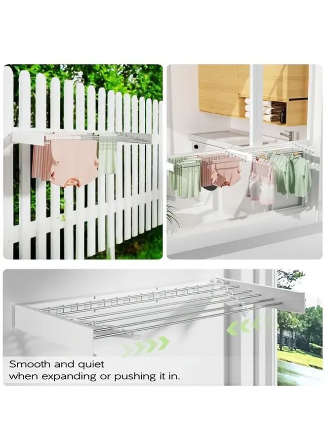White Wall Mounted Foldable Laundry Drying Rack Space Saving Indoor Clothes Towel Hanger - Image 5