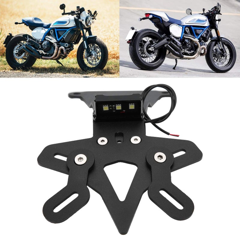 Motorcycle License Plate Holder Eliminator With LED Light For DUCATI Scrambler Cafe Racer 800 Models 2019 To 2022 Black Aluminum Ready Tidy Tail Bracket Kit - Image 5