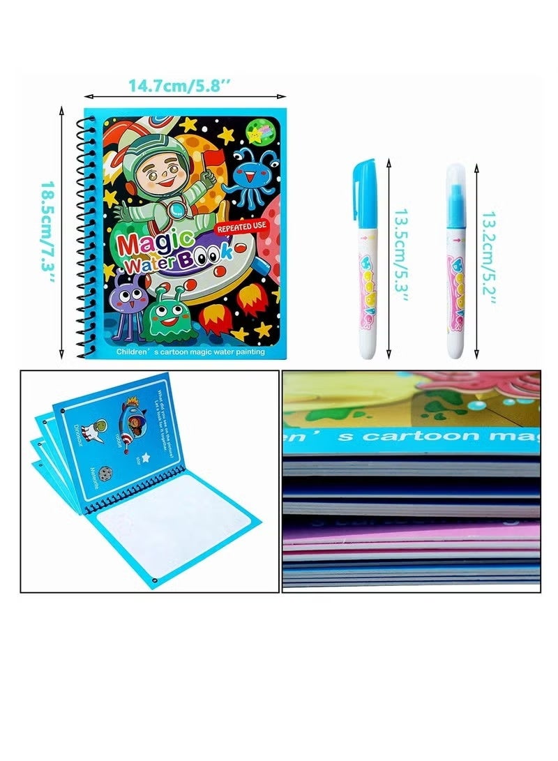 Magic Water Colouring Book, Children Reusable Drawing Book with Pen, Early Education Doodle Painting Toys for Kids Boys Girls Ages 2 3 4 Years Plus Educational Learning Gifts 4pcs - Image 3