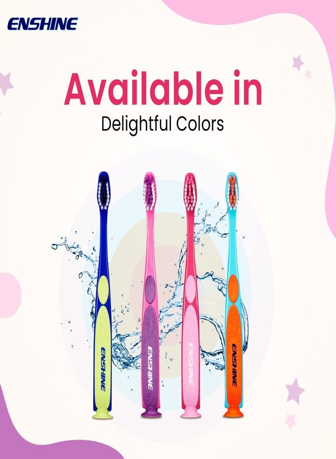 Enshine Kids Toothbrush with suction cap | Extra Soft Bristle Toothbrush | Compact head and non-slip handle | For 12+ Months Kids | Combo Pack of 6, Multicolor - Image 2