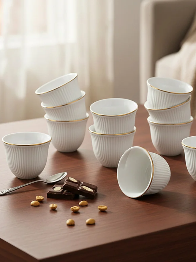 Shallow 12-Pieces Arabic Gahwa and Espresso Cup, 90ml