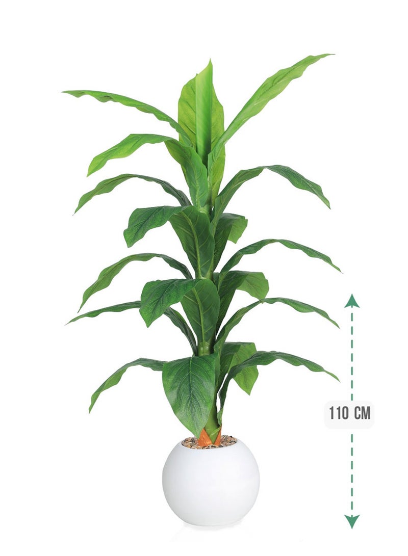 Alrassi Artificial Green Corn Plant, 110 cm Height – Realistic Natural Look with Elegant Plastic Pot for Indoor Décor - Image 2