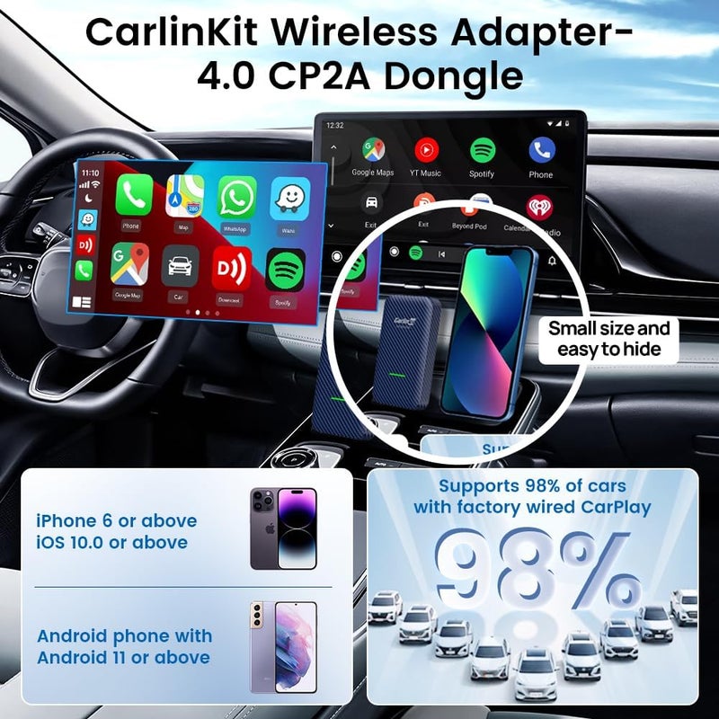 CarlinKit 4.0 CP2A Adapter for Wireless CarPlay and Android Auto - Image 2