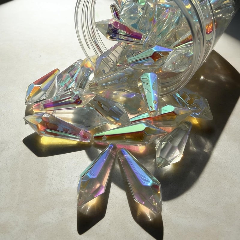 Troyune Trroyune 50pcs Sun Catcher Crystals, 38mm Icicle Prisms for Chandelier Lamp Candle Holders, Curtain DIY Pendant Drops in AB Colors - Image 3