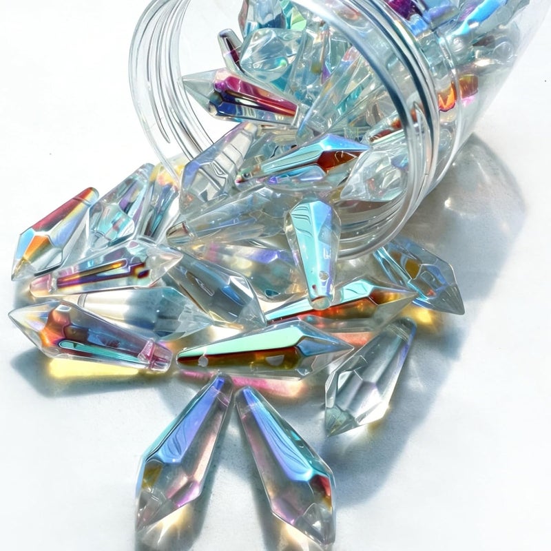 Troyune Trroyune 50pcs Sun Catcher Crystals, 38mm Icicle Prisms for Chandelier Lamp Candle Holders, Curtain DIY Pendant Drops in AB Colors - Image 1