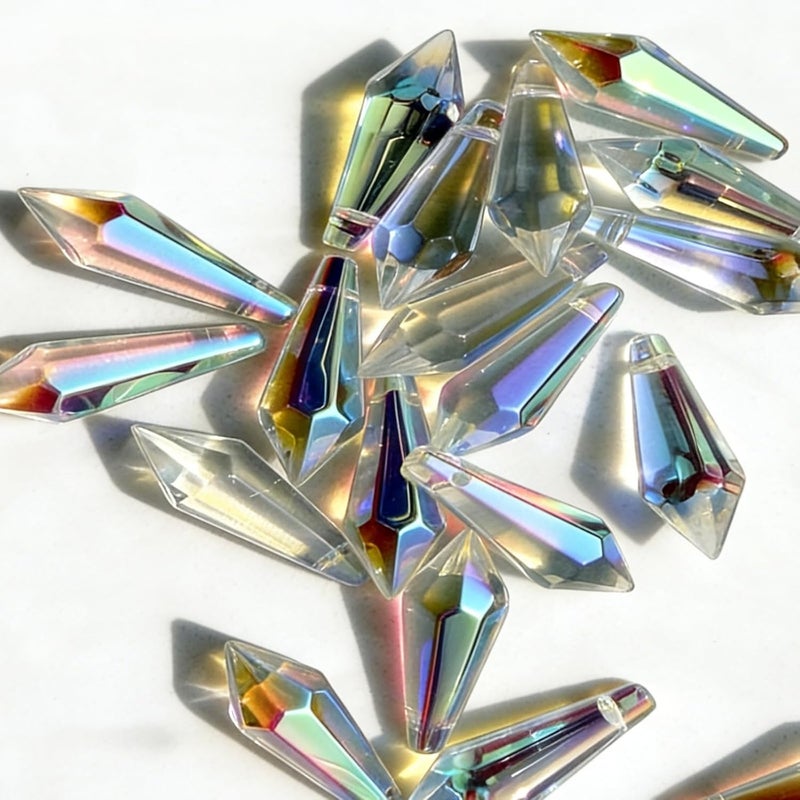 Troyune Trroyune 50pcs Sun Catcher Crystals, 38mm Icicle Prisms for Chandelier Lamp Candle Holders, Curtain DIY Pendant Drops in AB Colors - Image 4