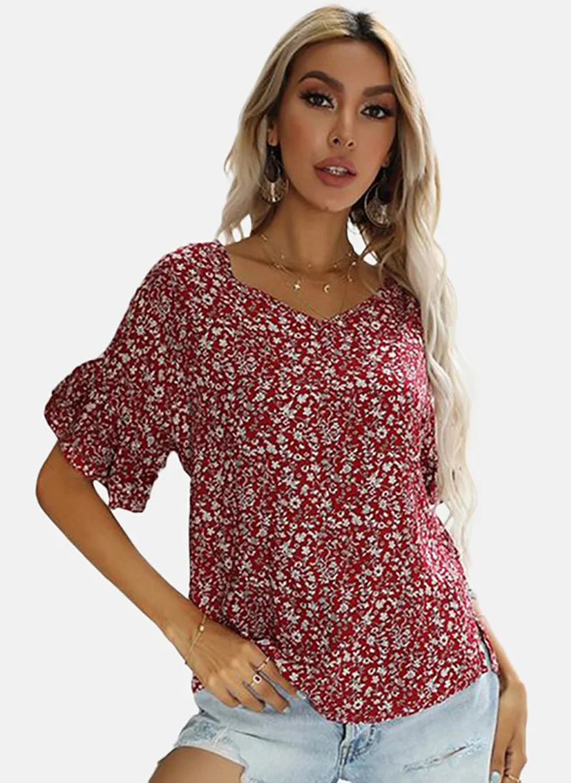 YUNIQEE Women Floral Printed Extended Sleeves Top