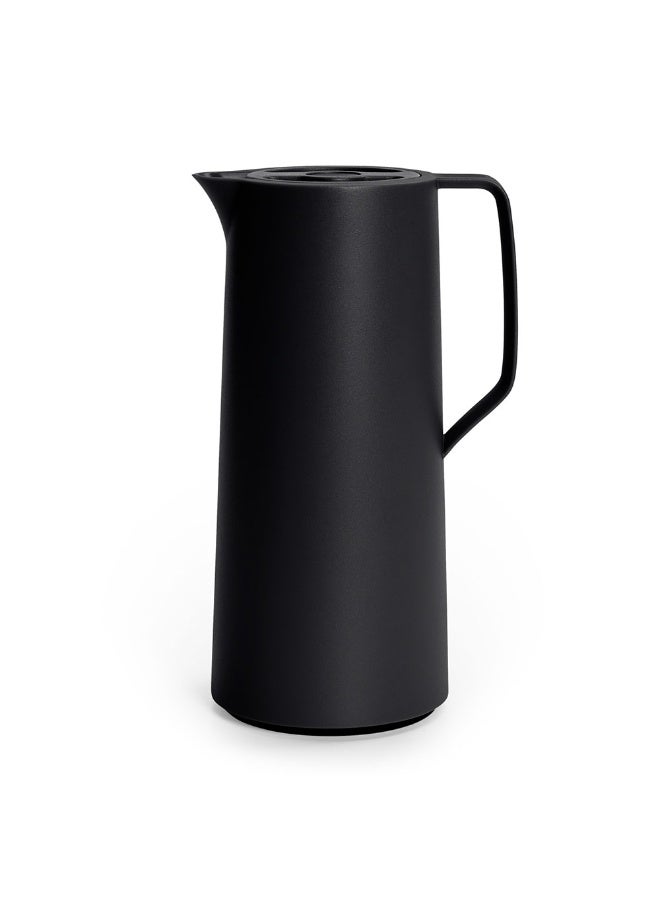 EMSA Motiva Quick Press Vacuum Flask 1L – Black Premium Insulated Thermal Jug for Hot & Cold Beverages – Contemporary Coffee & Tea Flask – Made in Germany - Image 1