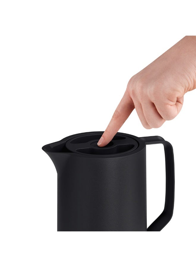 EMSA Motiva Quick Press Vacuum Flask 1L – Black Premium Insulated Thermal Jug for Hot & Cold Beverages – Contemporary Coffee & Tea Flask – Made in Germany - Image 3