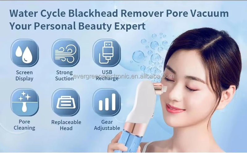 ADAK Electric Blackhead Remover Pore Vacuum Cleaner, Small Bubble Water Cycle Suction Facial Device for Acne, Pimple & Comedo Removal, Deep Pore Cleansing Beauty Tool (L) - Image 5