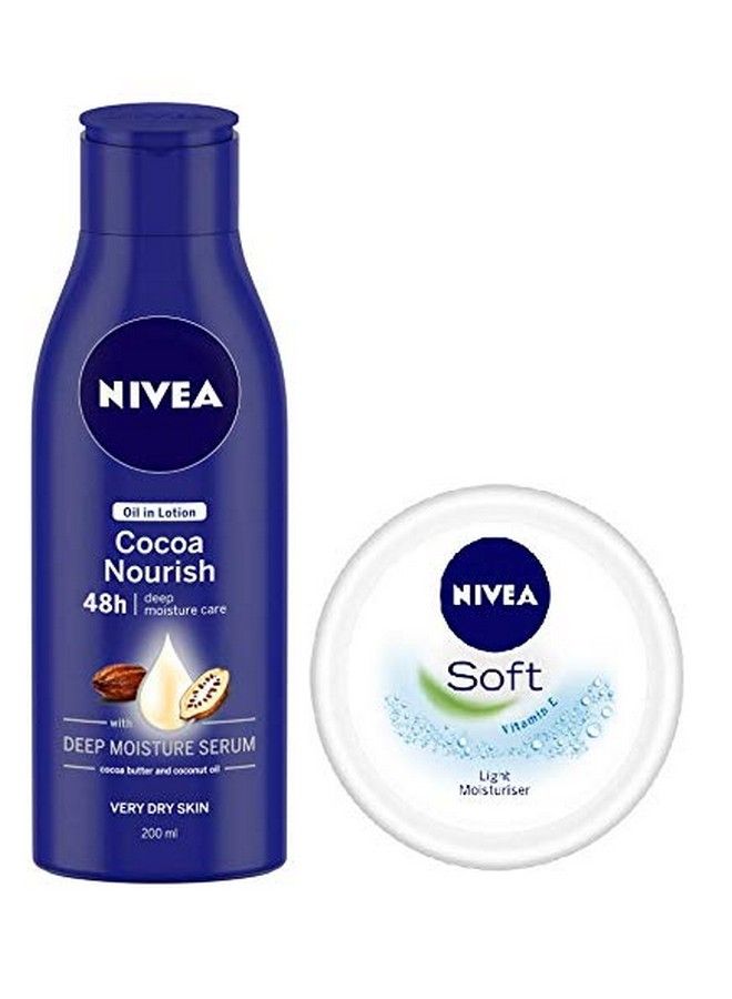 Nivea زيت في لوشن كاكاو مغذي 200 مل + مرطب خفيف ناعم مع فيتامين E 50 مل عبوة من 2 - Image 2