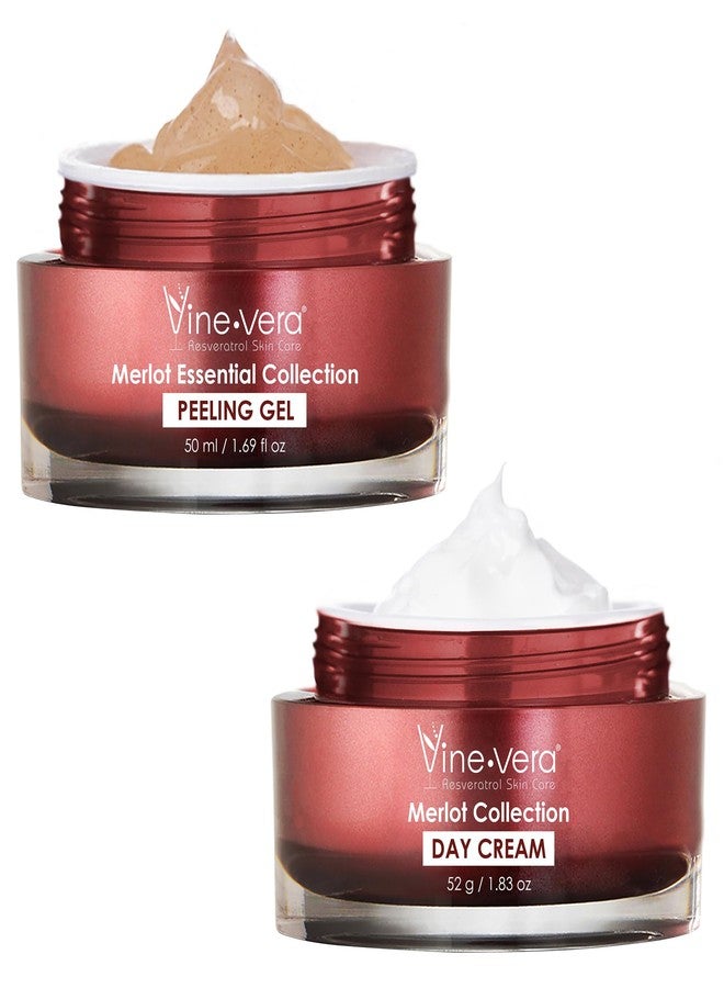 Vine Vera Merlot Day Cream and Peeling Gel Set - Contains Resveratrol - Anti Aging Skin Care - Image 1