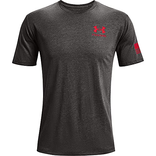 Under Armour Men's New Freedom Flag T-Shirt, Charcoal Medium Heather (019)/Red, Large - Image 2