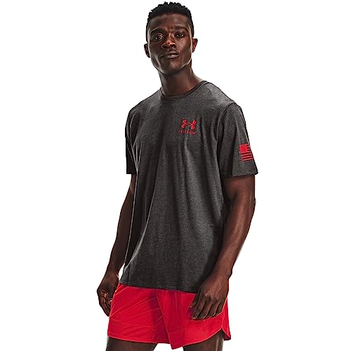 Under Armour Men's New Freedom Flag T-Shirt, Charcoal Medium Heather (019)/Red, Large - Image 4