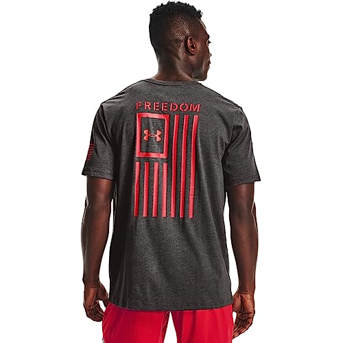 Under Armour Men's New Freedom Flag T-Shirt, Charcoal Medium Heather (019)/Red, Large - Image 5