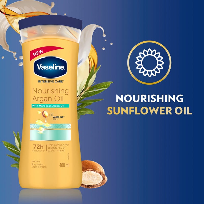 Vaseline Intensive Care Nourishing Argan Oil Lotion, 72h Protection, 400ml - Image 5