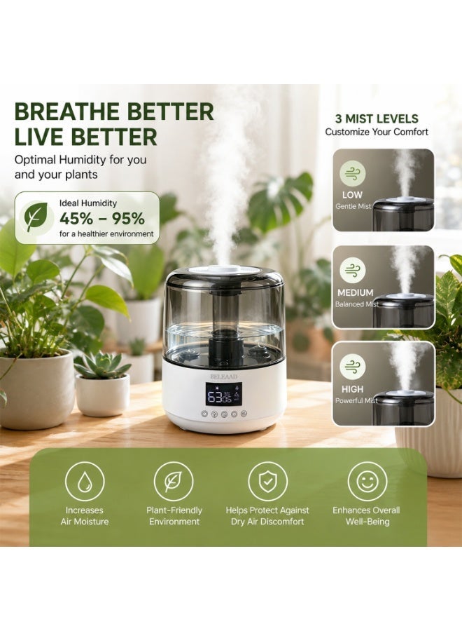 3-in-1 Air Humidifier with Night Light, Aroma Diffuser & Ultra-Quiet Humidifier – 3L Top-Fill, Remote Control, Ideal for Bedroom & Office - Image 4