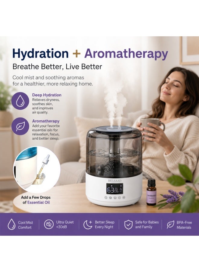 3-in-1 Air Humidifier with Night Light, Aroma Diffuser & Ultra-Quiet Humidifier – 3L Top-Fill, Remote Control, Ideal for Bedroom & Office - Image 5