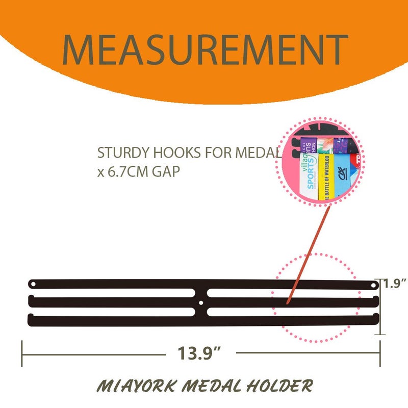 Miayork Perfect medal hanger display,Medal holder display hanger rack medals-Black medal holder wall mount easy to install race runner medal frame 3 Lines medal holder,gymnastics medal holder for girls - Image 2