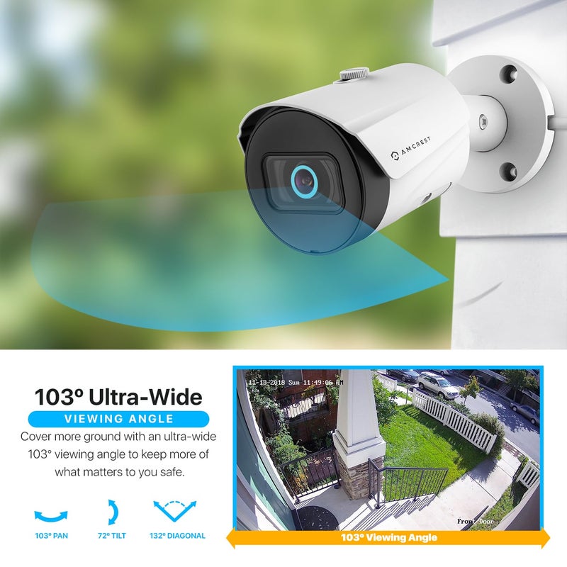 Amcrest UltraHD 5MP Outdoor POE Camera 2592 x 1944p Bullet IP Security Camera, Outdoor IP67 Waterproof, 103° Viewing Angle, 2.8mm Lens, 98.4ft Night Vision, 5-Megapixel, IP5M-B1186EW-28MM (White) - Image 3