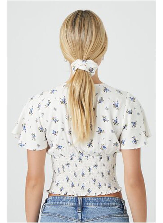 FOREVER 21 Crepe Floral Print Smocked Top  - Image 3
