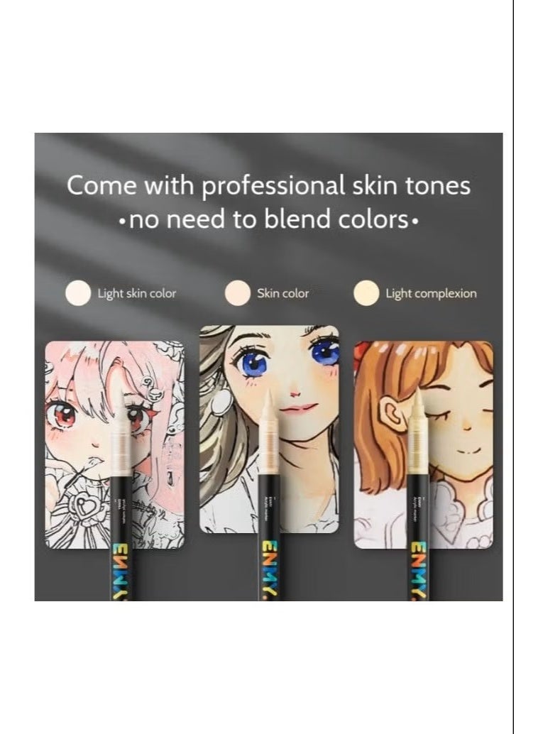 ENMY 80 Colors Acrylic Paint Markers Set - Direct Liquid Paint Pens with 12 Skin Tones | Fine Brush Tip Water-Based Non-Toxic for Rock Painting, Canvas, Wood, Glass, Ceramic, Fabric, DIY Crafts & Art - Image 5