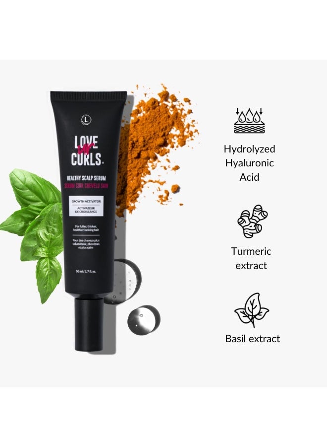Love Ur Curls Love Ur Curls - Healthy Scalp Serum Growth Hair Activator, Turmeric & Basil Extracts for Deep Moisturizing and Thicker Full Hair, Vegan, 50mL - Image 3