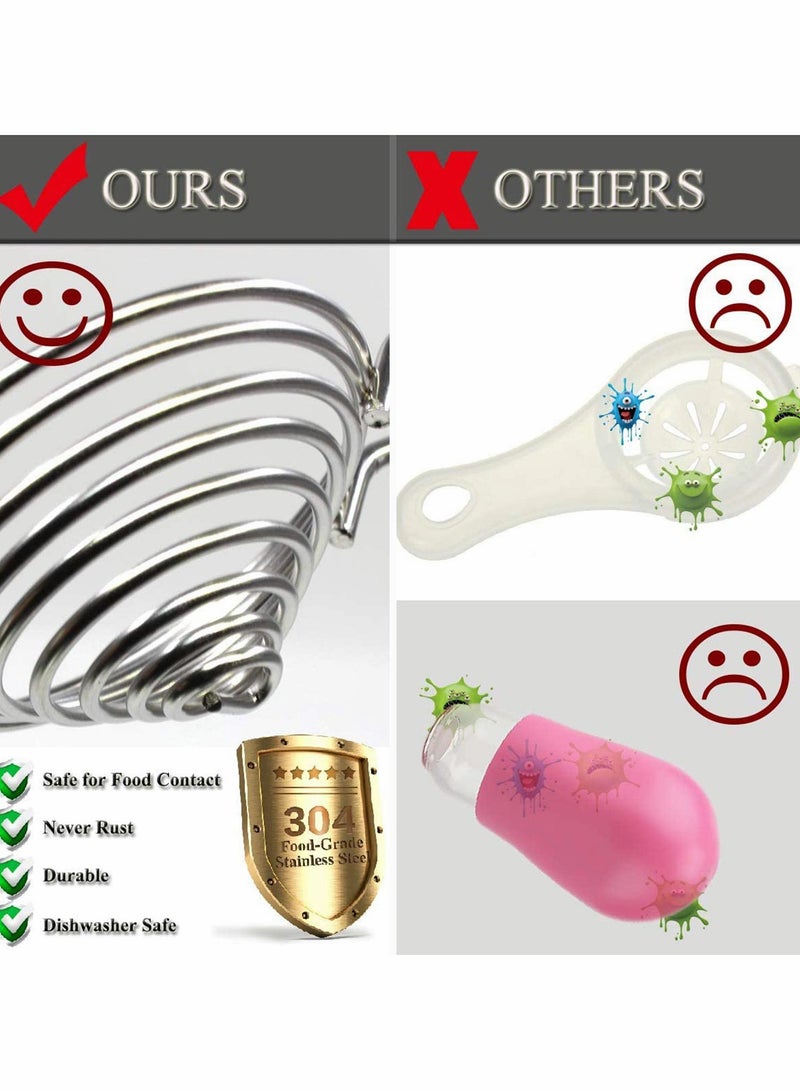 SYOSI Egg Separator,Stainless Steel Egg Yolk Separator Egg White Divider Egg Fliter Extractor Cooking Baking Tools,Dishwasher Safe & Silver - Image 5