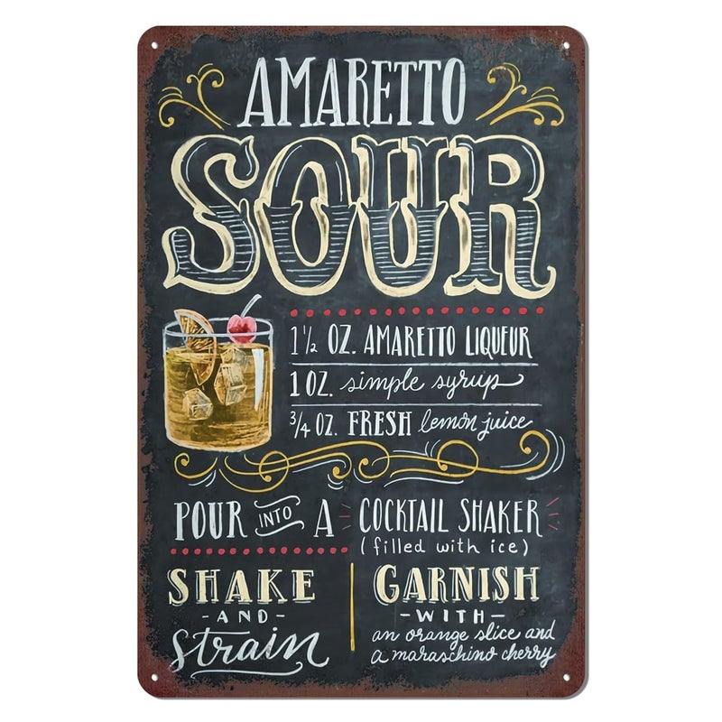 kengtou Vintage Amaretto Sour Cocktail Sign - Image 1