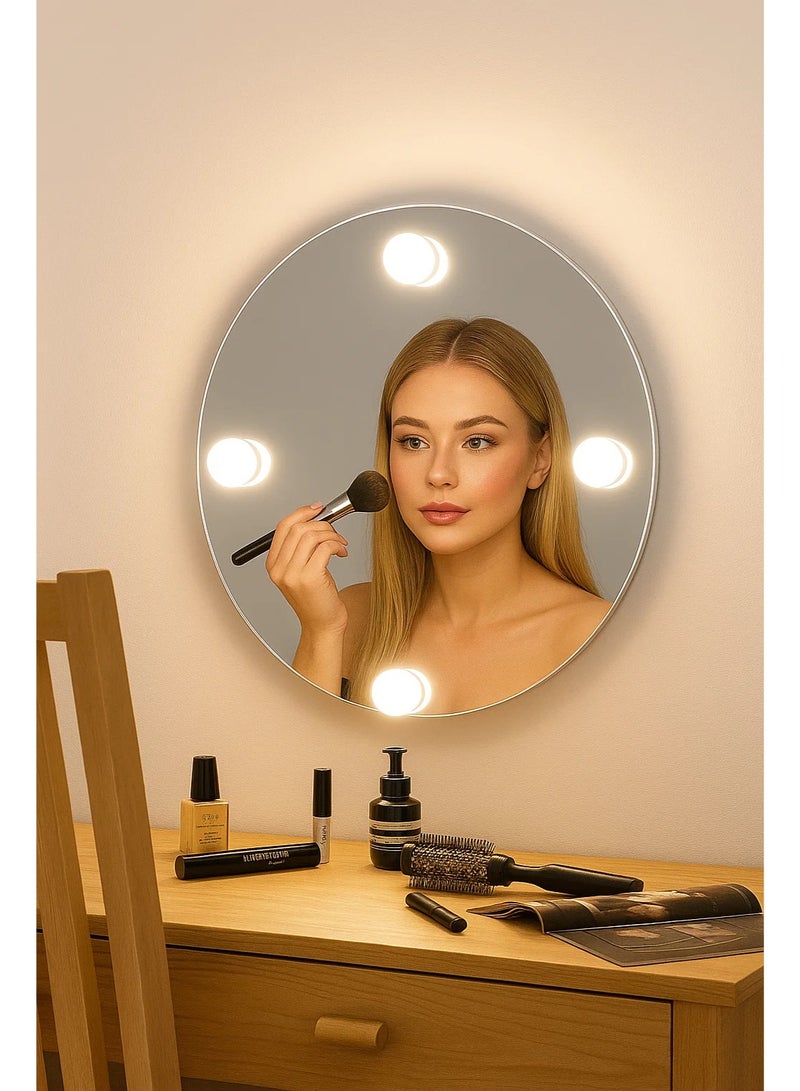 MIRROR WORLD Illuminated dressing mirror, 4 bulbs, switch to operate, Czech made - Image 1