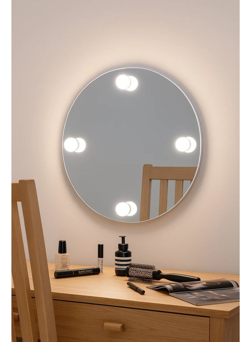 MIRROR WORLD Illuminated dressing mirror, 4 bulbs, switch to operate, Czech made - Image 3