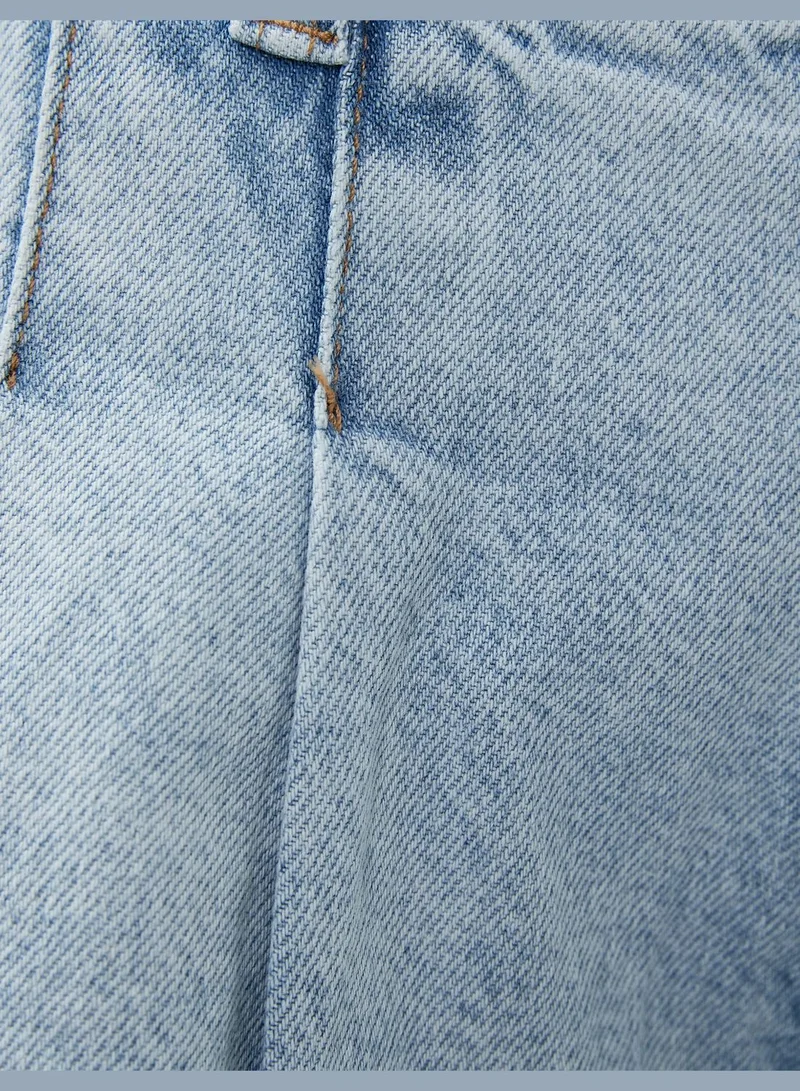 KOTON Cotton Pleated Pocket Detail Mini Jean Skort