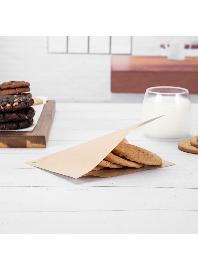 Restaurantware Bag Tek 6.3" x 4.7" Double Open Bags, 100 Small Deli Paper Sheets - Disposable, Greaseproof, Brown Kraft Deli Wrap Liners, For Snacks, Cookies, And More, - Image 3