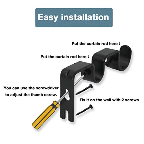 OVOV Double Curtain Rod Bracket 3 Pack Heavy Duty 1 and 5/8 Inch Curtain Rod Holders for Bedroom Living Room Brown - Image 5
