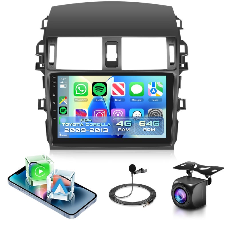 Podofo 4G64G Car Radio Stereo for Toyota Corolla 20092013 with Wireless CarPlayAndroid Auto 9 Inch HD Touch Screen Android 13 Head Unit GPS WiFi Bluetooth FMRDS EQ HD Backup Camera - Image 2